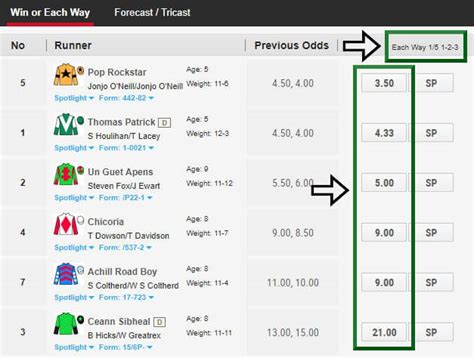 what does 5 each way mean in betting